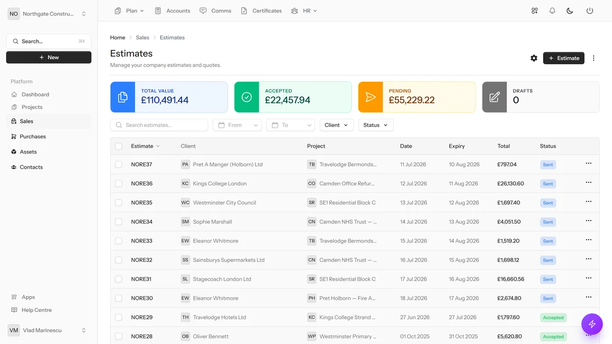 Estimates & Quotes — dynamik.app