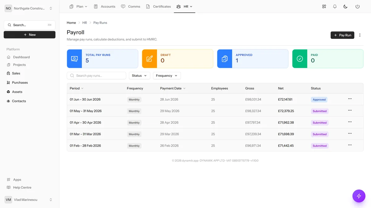 Payroll — dynamik.app
