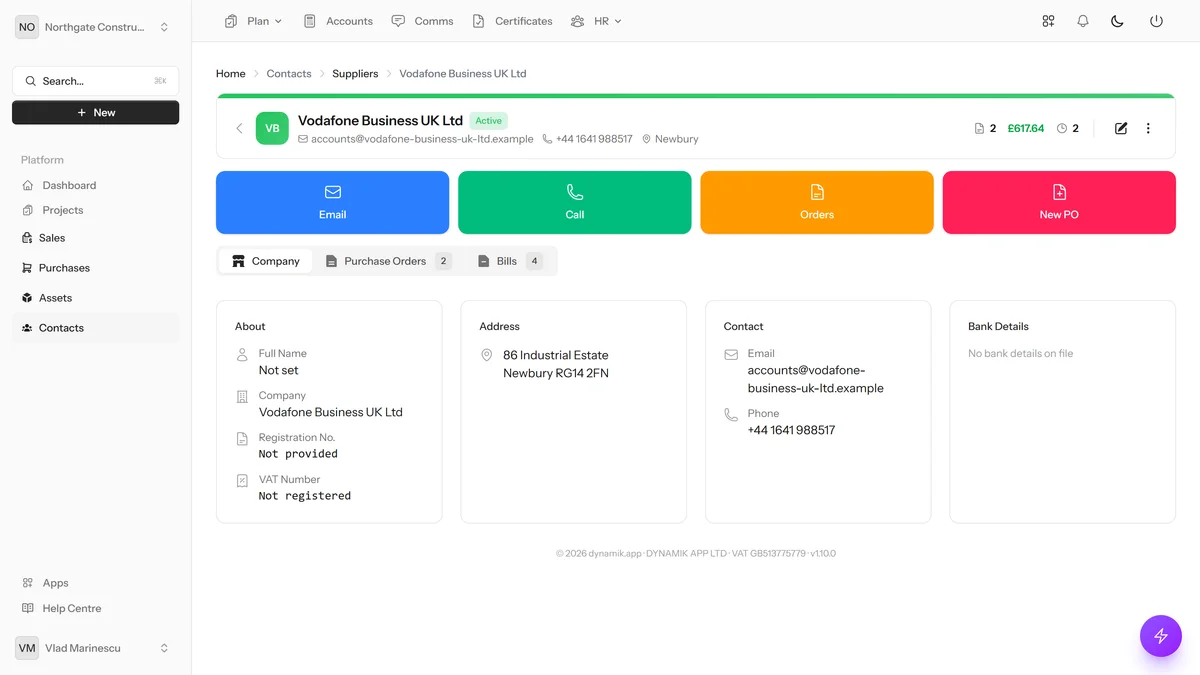 Supplier Management — dynamik.app